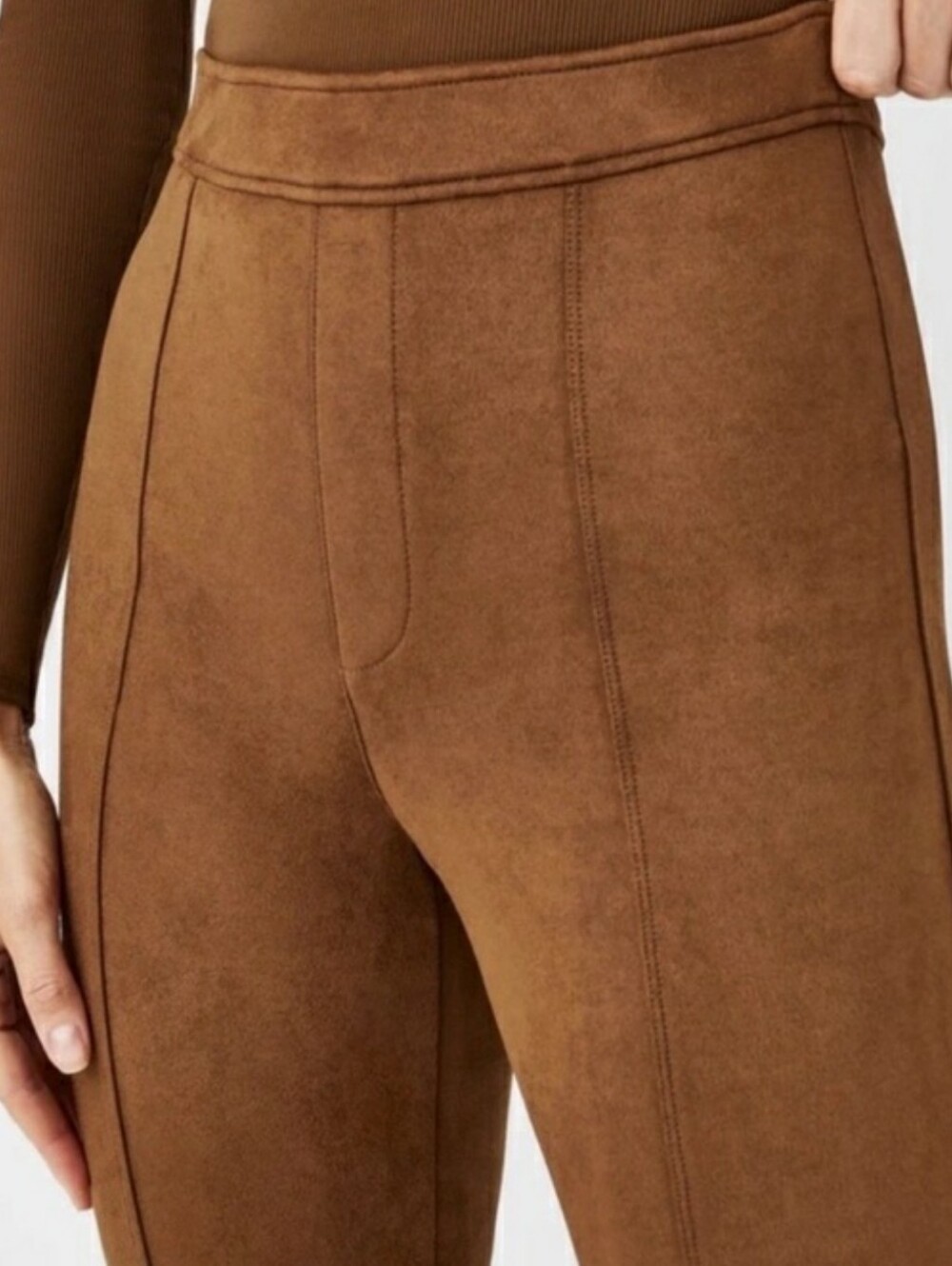 Spanx Faux Suede Flare Pants In Rich Camel - Picture 11 of 12